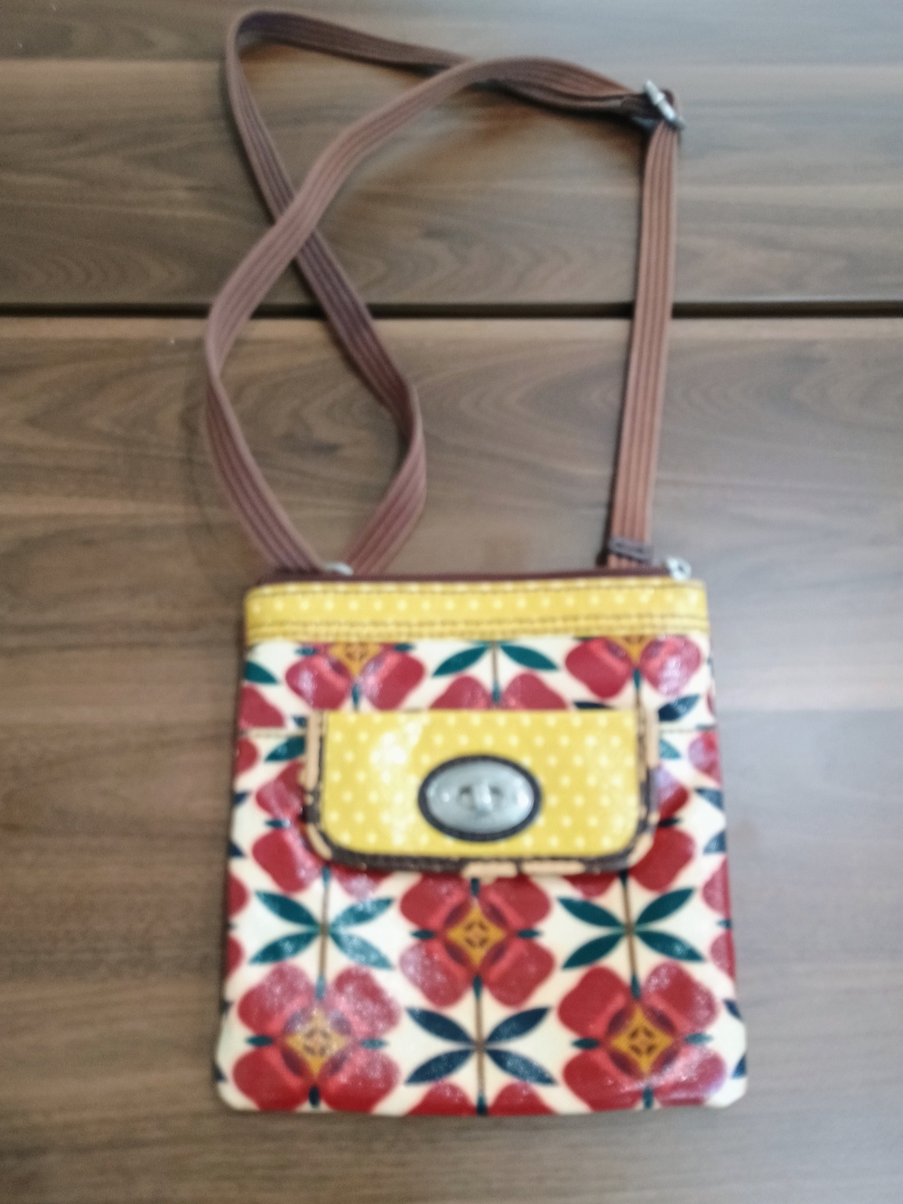 Fossil Floral Red & Yellow Crossbody Bag